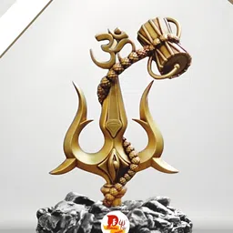 DARIDRA BHANJAN Brown Adiyogi Shiva Trishul Damru Idol Showpiece-image-63