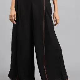 W Black Regular Fit Asymmetric Palazzo-41