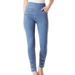 Miss Chase Blue Cotton High Rise Jeggings-image-51