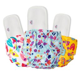 Mylo Baby Freesize Adjustable Cloth Diapers with 3 Free Insert Oeko Tex Certified Pack of 3 - Heart Doodles ABC Floral Spring Multicolour-8