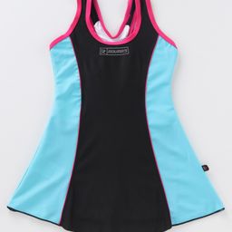 Rovars Sleeveless Two Piece Solid Color Swimsuit  - Blue & Black-15