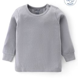 Babyoye Cotton Modal Full Sleeves Solid Thermal Vest - Grey-image-44