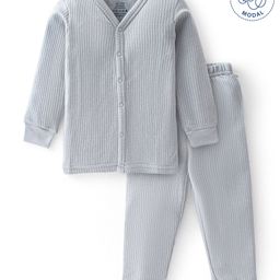 Babyoye Cotton Modal Blend Solid Dyed Full Sleeves Thermal Inner Wear Set - Grey-image-37