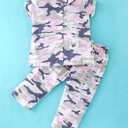 Teddy Sinker Half Sleeves Night Suit Camo Print- Blue & Pink-picture-41
