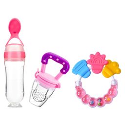 NeonateCare Combo of Fruit And Food Nibbler Spoon Feeder and Rattle Teether-( Fruit feeder -  Spoon feeder -  Ring Teether) -Pack of 3 - Multicolor ( color and design may vary)-23