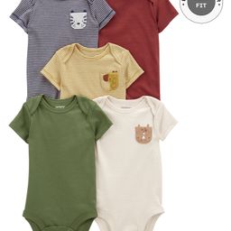 Carter's Half Sleeves Striped Onesies Pack of 5 - Multicolour-image-62
