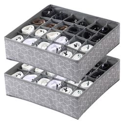House of Quirk 2 Pack Closet Socks Organizer Drawer Divider 24 Cell Collapsible Closet Cabinet Organizer  - Grey Cube-picture-18