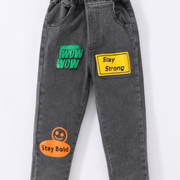 Kookie Kids Full Length Jeans Text Print - Grey-image-61