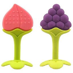 Neonate Care Silicone Grapes & Peach Shape Teether Pack of 2 - Multicolour-25