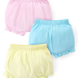 Babyhug 100% Cotton Knit Solid Bloomers Pack of 3 - Multicolour-image-69