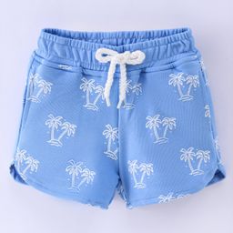 Little Kangaroos 100% Cotton Woven Shorts With Palm Tree Print - Blue-picture-37