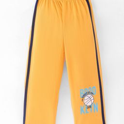Taeko Single Jersey Knit Full Length Lounge Pant with Sports Theme Print - Mustard-picture-23