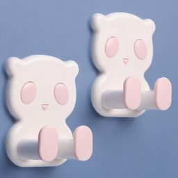 Self adhesive Hook Teddy Shape Pack Of 2 - Pink-86
