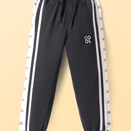 Pine Kids Cotton Knit Full Length Lounge Pant with Tape Detailing - Black-image-101