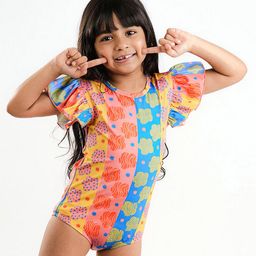 Somersault Half Sleeves Daisy Printed Swimsuit - Multi Colour-image-95