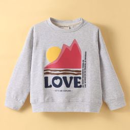 Lazy Bones Looper Knit Full Sleeves T-Shirt with Text Print - Light Grey-image-48