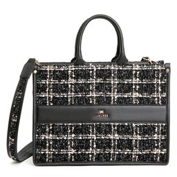 Kleio Tweed Tote Hand Bag With A Laptop Compartment & Zip Closure - Black-image-13