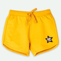 Ariel Cotton Knit Little Star Text Patch Detailed Shorts - Yellow-image-16