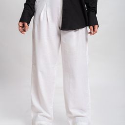 Me Craft Women Relaxed Straight Leg Relaxed Fit High-Rise Pleated Parallel Trousers-image-36