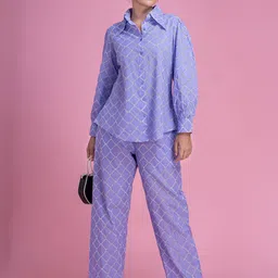 Lounge Dreams Embroidered Pure Cotton Long Sleeve Shirt & Trouser Co-Ords-picture-44