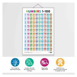 Gowoo Set of 2 Numbers 1-10 and Numbers 1-100 Early Learning Educational Charts Non-Tearable and Waterproof Double-Sided Laminated - Multicolour image 4