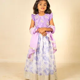 Jilmil Girls Embroidered Beads And Stones Ready to Wear Lehenga & Blouse With Dupatta-picture-31