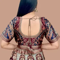 KUNDAN FAB Printed Beads and Stones Semi-Stitched Lehenga & Unstitched Blouse With Dupatta image 3