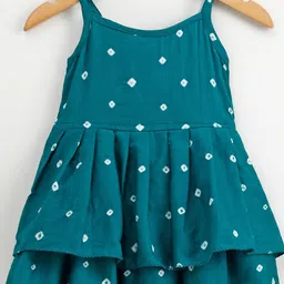JAV CREATIONS Girls Bandhani Printed Shoulder Straps Cotton Fit & Flare Dress-picture-34