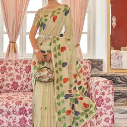 DIVASTRI Floral Woven Design Zari Pure Cotton Saree-image-56
