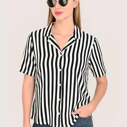 WANQUILA Women Black Striped Cotton Top-picture-35