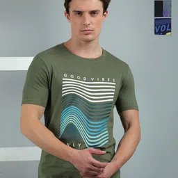 Dollar Men Pack of 3 Typography Printed Round Neck Cotton Slim Fit T-shirts-image-63