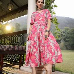 Stylum Floral Print Fit & Flare Maxi Dress-image-32