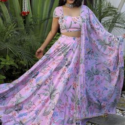 Kaizen TEXO FAB Printed Sequinned Semi-Stitched Lehenga & Unstitched Blouse With Dupatta image 2