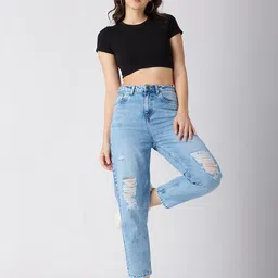 Globus Women High-Rise Slash Knee Light Fade Jeans-picture-21