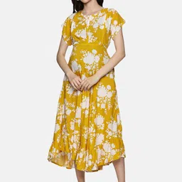 Nejo Floral Print Maternity Fit and Flare Midi Dress-image-35