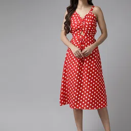 BAESD Polka Dot Print Net A-Line Midi Dress image 2