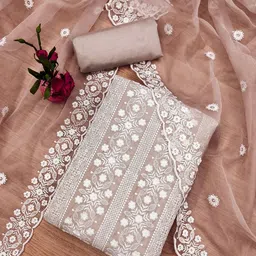 LeeliPeeri Designer Floral Embroidered Modal Chanderi Unstitched Dress Material-picture-46
