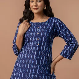 FERANOID Abstract Printed Pure Cotton Kurti-picture-5