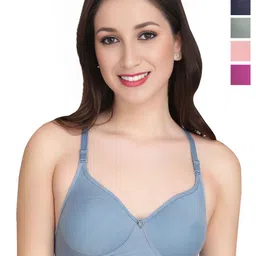 Liigne Pack Of 5 Solid Full Coverage Lightly Padded T-Shirt Bra-image-66