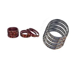 1ST TIME Set Of 12 Maroon Alloy Artificial Stones & Beads Antique Bangles-picture-29