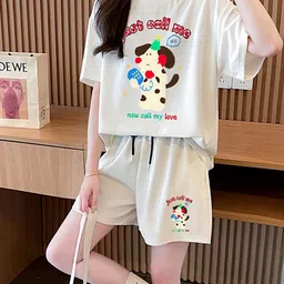 JC Mode Printed Round Neck T-Shirt & Short Co-Ords-image-98