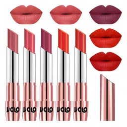 VOLO Set Of 5 Creme Matte Lipstick 3.5g Each-Light Peach-Dark Peach-Rose Pink-Coral-Orange-image-85