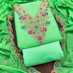 RUDRAA FAB Floral Embroidered Sequinned Unstitched Dress Material-picture-36