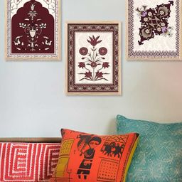 WALLLANE 3 Piece Framed Floral and Botanical Theme Home Decor Wall Art-image-47