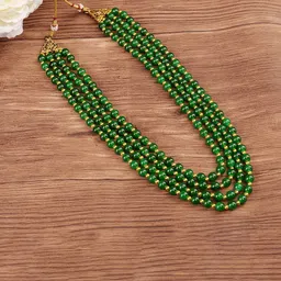 JIYANSHI FASHION Men Gold-Plated Artificial Stones Studded & Beaded Jewellery Set-41