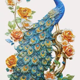 INDIAN ROYALS 3D Peacock With Flower Wall Sticker-image-49