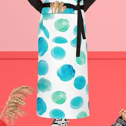 ArtzFolio White & Blue Printed Cotton Waist Apron-image-20
