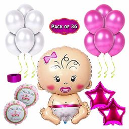 Shopperskart Welcome Home Baby Girl Balloon Combo Kit Pink - Pack of 36-image-103