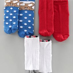 Mustang Ankle Length Socks Animal Design Pack of 3 - Red Blue Off White-image-24