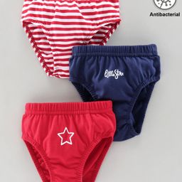 Babyoye Cotton Antibacterial Finish Blend Printed Antibacterial Brief Pack of 3 - Red-image-37